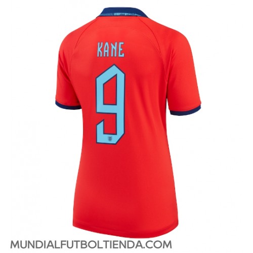 Camiseta Inglaterra Harry Kane #9 Segunda Equipación Replica Mundial 2022 para mujer mangas cortas